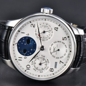 Portugieser Perpetual Calendar IW5033 42mm SS APSF White Dial Black Leather Strap A52610 Clone - Image 29