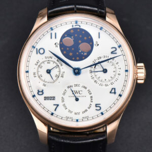 Portugieser Perpetual Calendar IW5033 42mm RG APSF White Dial Black Leather Strap A52610 Clone
