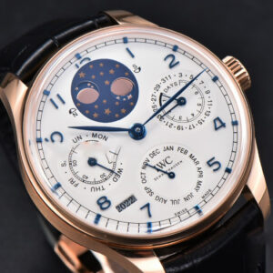 Portugieser Perpetual Calendar IW5033 42mm RG APSF White Dial Black Leather Strap A52610 Clone - Image 16