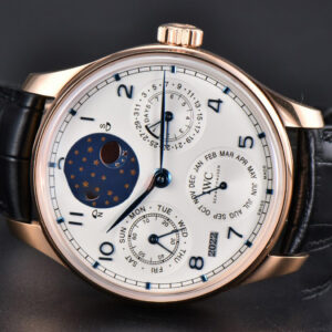 Portugieser Perpetual Calendar IW5033 42mm RG APSF White Dial Black Leather Strap A52610 Clone - Image 17
