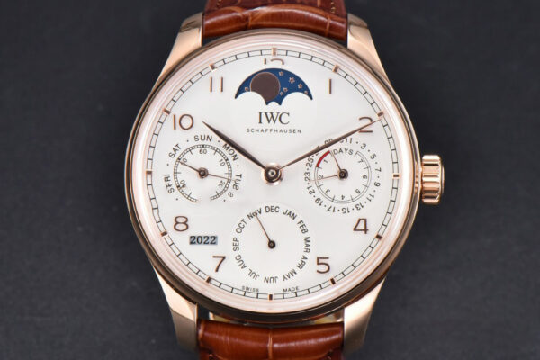 Portugieser Perpetual Calendar IW5033 42mm RG APSF White Dial Brown Leather Strap A52610 Clone