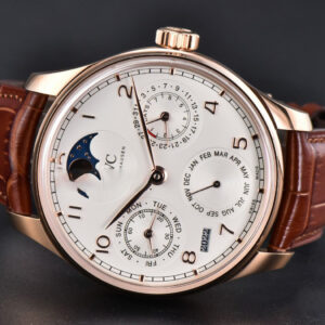 Portugieser Perpetual Calendar IW5033 42mm RG APSF White Dial Brown Leather Strap A52610 Clone - Image 24
