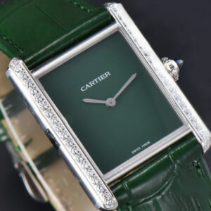 Tank Must Large 33.7×25.5mm K11F Diamond Bezel Green Dial Green Leather Strap Quartz - Image 14
