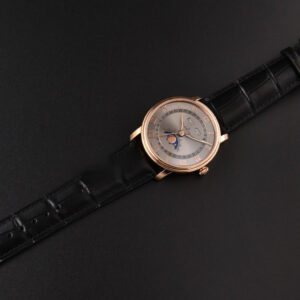Villeret 6654 40mm Complicated Function OMF RG Silver Dial Black Leather Strap A6654 V3 - Image 3