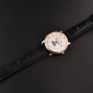 Villeret 6654 40mm Complicated Function OMF RG White Dial Black Leather Strap A6654 V3 - Image 3