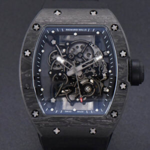RM055 Real NTPT 42mm RMF Black Skeleton Dial Black Rubber Strap RMUL2