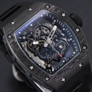 RM055 Real NTPT 42mm RMF Black Skeleton Dial Black Rubber Strap RMUL2 - Image 2