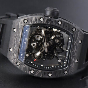 RM055 Real NTPT 42mm RMF Black Skeleton Dial Black Rubber Strap RMUL2 - Image 3