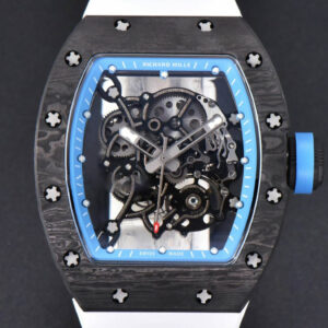 RM055 Real NTPT 42mm RMF Blue Skeleton Dial White Rubber Strap RMUL2
