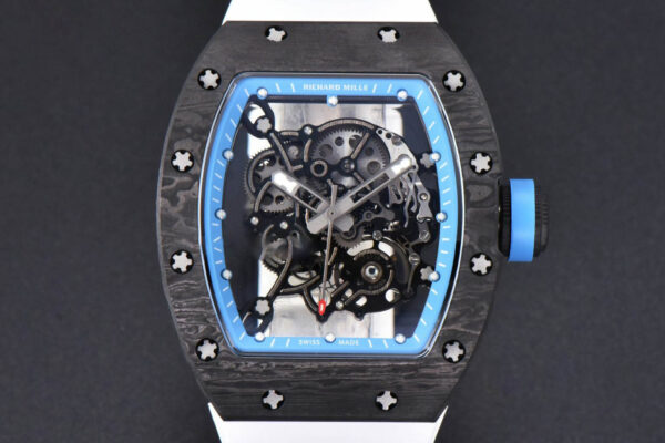 RM055 Real NTPT 42mm RMF Blue Skeleton Dial White Rubber Strap RMUL2
