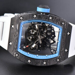 RM055 Real NTPT 42mm RMF Blue Skeleton Dial White Rubber Strap RMUL2 - Image 7