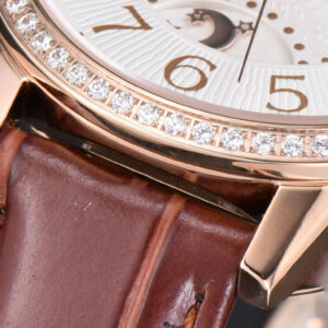 Rendez-Vous Night & Day 34mm APSF RG Diamond White Textured Dial Brown Leather Strap A898 - Image 6