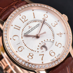 Rendez-Vous Night & Day 34mm APSF RG Diamond White Textured Dial Brown Leather Strap A898 - Image 8