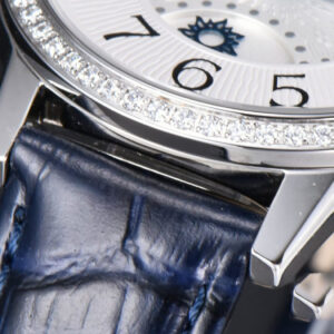 Rendez-Vous Night & Day 34mm APSF Diamond White Textured Dial Blue Leather Strap A898 - Image 6
