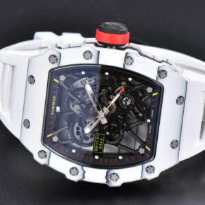 RM035-02 42mm White Forged Carbon T+F Skeleton Dial Red Crown White Rubber Strap RMUL2 - Image 4