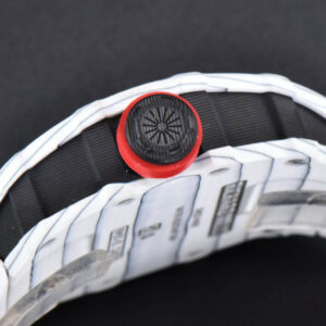RM035-02 42mm White Forged Carbon T+F Skeleton Dial Red Crown White Rubber Strap RMUL2 - Image 5