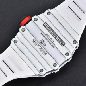 RM035-02 42mm White Forged Carbon T+F Skeleton Dial Red Crown White Rubber Strap RMUL2 - Image 13