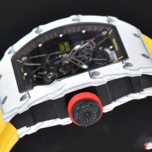 RM035-02 42mm White Forged Carbon T+F Skeleton Dial Red Crown Yellow Rubber Strap RMUL2 - Image 3