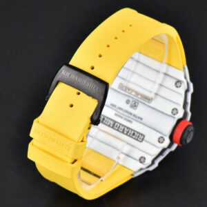 RM035-02 42mm White Forged Carbon T+F Skeleton Dial Red Crown Yellow Rubber Strap RMUL2 - Image 8