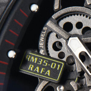 RM035-02 42mm Black Forged Carbon T+F Skeleton Dial Yellow Crown Yellow Rubber Strap RMUL2 - Image 7