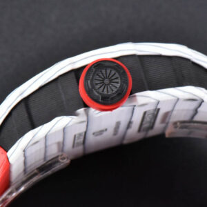 RM035-02 42mm White Forged Carbon T+F Black Skeleton Dial Red Crown Red Rubber Strap RMUL2 - Image 3
