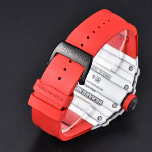 RM035-02 42mm White Forged Carbon T+F Black Skeleton Dial Red Crown Red Rubber Strap RMUL2 - Image 5