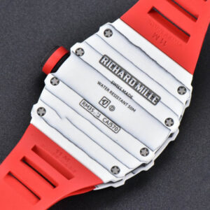 RM035-02 42mm White Forged Carbon T+F Black Skeleton Dial Red Crown Red Rubber Strap RMUL2 - Image 12