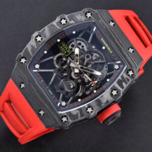 RM035-02 42mm Black Forged Carbon T+F Skeleton Dial Red Crown Red Rubber Strap RMUL2 - Image 4