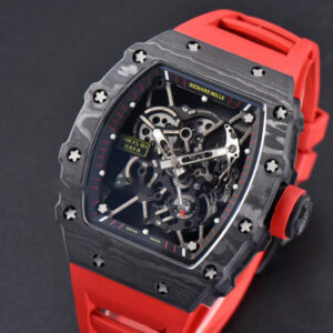 RM035-02 42mm Black Forged Carbon T+F Skeleton Dial Red Crown Red Rubber Strap RMUL2 - Image 5