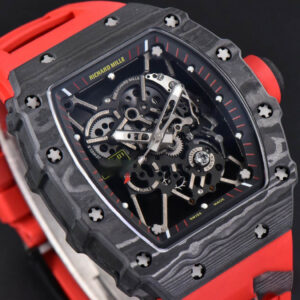 RM035-02 42mm Black Forged Carbon T+F Skeleton Dial Red Crown Red Rubber Strap RMUL2 - Image 14