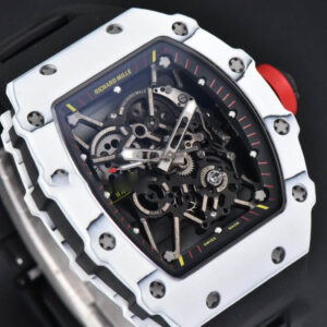 RM035-02 42mm White Forged Carbon T+F Skeleton Dial Red Crown Black Rubber Strap RMUL2 - Image 4