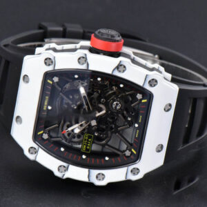 RM035-02 42mm White Forged Carbon T+F Skeleton Dial Red Crown Black Rubber Strap RMUL2 - Image 5
