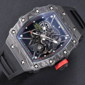 RM035-02 42mm Black Forged Carbon T+F Black Skeleton Dial Red Crown Black Rubber Strap RMUL2 - Image 2