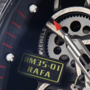 RM035-02 42mm Black Forged Carbon T+F Black Skeleton Dial Red Crown Black Rubber Strap RMUL2 - Image 6