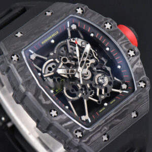 RM035-02 42mm Black Forged Carbon T+F Black Skeleton Dial Red Crown Black Rubber Strap RMUL2 - Image 12