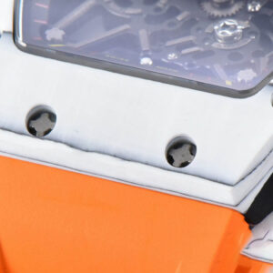 RM035-02 42mm White Forged Carbon T+F Skeleton Dial Red Crown Orange Rubber Strap RMUL2 - Image 2