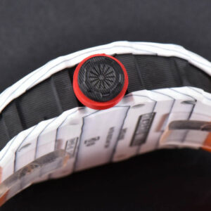 RM035-02 42mm White Forged Carbon T+F Skeleton Dial Red Crown Orange Rubber Strap RMUL2 - Image 6