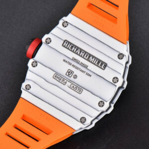 RM035-02 42mm White Forged Carbon T+F Skeleton Dial Red Crown Orange Rubber Strap RMUL2 - Image 14
