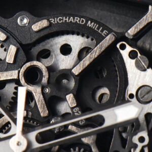 RM035-02 42mm Black Forged Carbon T+F Black Skeleton Dial Orange Crown Orange Rubber Strap RMUL2 - Image 6