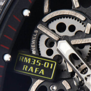 RM035-02 42mm Black Forged Carbon T+F Black Skeleton Dial Orange Crown Orange Rubber Strap RMUL2 - Image 7