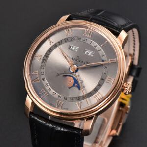 Villeret 6654 40mm Complicated Function OMF RG Silver Dial Black Leather Strap A6654 V3 - Image 5