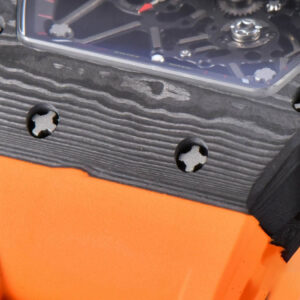 RM035-02 42mm Black Forged Carbon T+F Black Skeleton Dial Orange Crown Orange Rubber Strap RMUL2 - Image 11