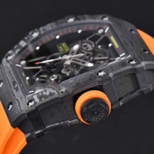 RM035-02 42mm Black Forged Carbon T+F Black Skeleton Dial Orange Crown Orange Rubber Strap RMUL2 - Image 12