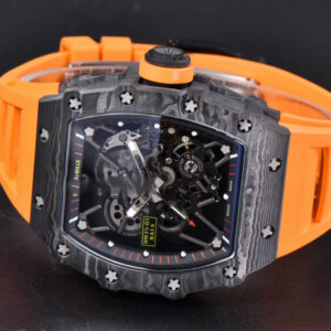 RM035-02 42mm Black Forged Carbon T+F Black Skeleton Dial Orange Crown Orange Rubber Strap RMUL2 - Image 14