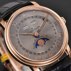 Villeret 6654 40mm Complicated Function OMF RG Silver Dial Black Leather Strap A6654 V3 - Image 12