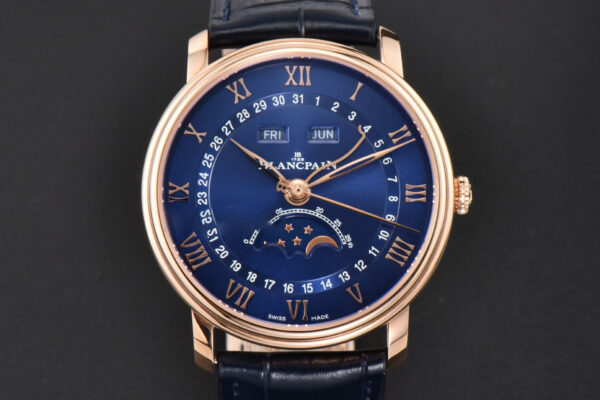 Villeret 6654 40mm Complicated Function OMF RG Blue Dial Black Leather Strap A6654 V3
