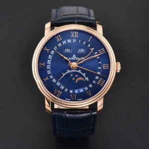 Villeret 6654 40mm Complicated Function OMF RG Blue Dial Black Leather Strap A6654 V3 - Image 8