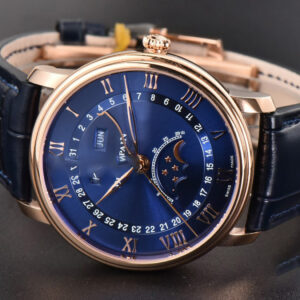 Villeret 6654 40mm Complicated Function OMF RG Blue Dial Black Leather Strap A6654 V3 - Image 17