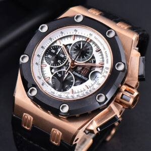 Royal Oak Offshore Ruben Barrichello II 44mm RG JF White Skeleton Dial Black Leather Strap A3126 V2 - Image 9