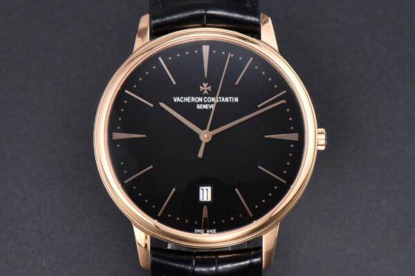 Patrimony Date 40mm RG ZF Black Dial Black Leather Strap MIYOTA 9015